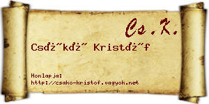 Csákó Kristóf névjegykártya