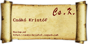 Csákó Kristóf névjegykártya